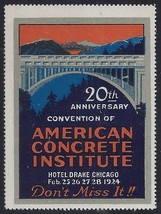 1924 &quot;American Concrete Institute&quot; Large Cinderella / Poster Stamp Mint NH - $7.29