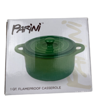 Parini Green 1 QT. Flameproof Casserole Pot Dish with Lid NEW NIB - £15.88 GBP