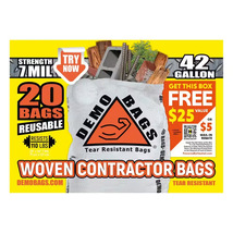 (BOX OF 20) 42-gallon Contractor Trash Bags Demo Bag Mil Gal Ultimate Pr... - $24.74