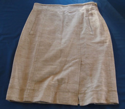 Ann Taylor Beige Brown Silk Blend Pencil Straight Skirt Misses Size 10 - £15.52 GBP