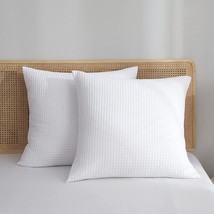 Ultra Soft Waffle Weave Euro Shams Pillow Covers 26&quot; X 26&quot; 2 Pack, No Insert, Br - £32.38 GBP