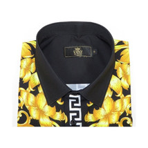 Men's Sports Shirt By Barocco Fashion Printed Long Sleeves Soft Feel EFS75 Black image 6