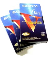 Lot of 3 Sony T-120VF VHS Tapes 6 Hours Premium Grade  - €8,13 EUR
