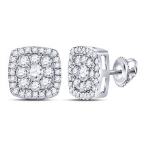 14kt White Gold Womens Round Diamond Square Cluster Earrings 1-1/4 Cttw - £1,088.90 GBP