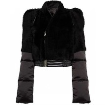 DEAT Fashion Women Cotton-padded Coat V-neck Slim Zipper Plush Spliced Long Slee - £90.48 GBP