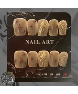 Translucent Nude Red Berries Short Square Press On Nails  - Size Large - $11.00