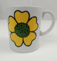 Vintage White Coffee Cup With Yellow &amp; Green Sunflower Made in Japan - £6.09 GBP