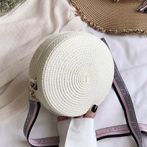 Summer Straw Round Bag For Women Woven Shoulder Messenger Bag Handmade Travel Ra - £17.05 GBP