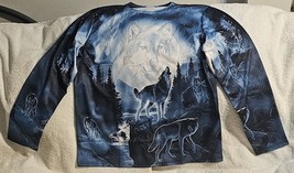 Wolf Howling At Moon Wolves Tree Star Animal Forest Long Sleeve T-SHIRT Shirt - £12.75 GBP