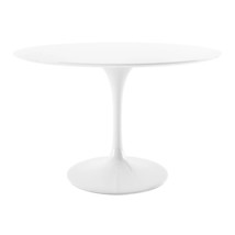 48&quot; Tulip Style Dining Table White Round Fiberglass Top - Cast Aluminum Base - £694.40 GBP