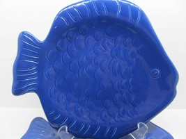 Home Studio Coastal Collection Set Of 4 Blue 10 X 9&quot; Fish Shaped Dinner ... - £37.16 GBP