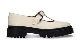 Mary Jane Schuhe Damen vegane Freizeitstil aus Weiß Apfelleder Schnallen... - £87.95 GBP