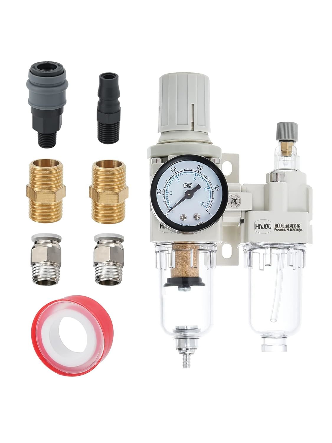 1/4&quot; Npt Compressed Air Filter Regulator Lubricator, 1/4&quot; Npt, Manual Dr... - $31.99