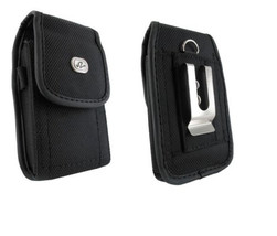 Black Canvas Belt Case Pouch Holster with Clip/Loop for Metro Alcatel Go Flip - £19.97 GBP