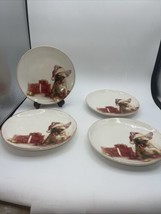 Southern Living Christmas Plates Set Of 4 French Bulldog 8.5&quot;  Santa Paws - $59.40