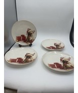 Southern Living Christmas Plates Set Of 4 French Bulldog 8.5&quot;  Santa Paws - $59.40