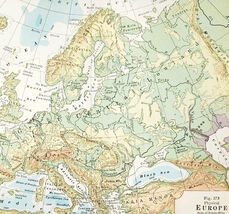 1920 Map Europe Physical Asia Minor Lowlands The Alps Baltic Scandinavia... - $249.85 MXN