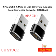 2x USB Adapter - USB-A Male to USB-C Female Data Connector Converter OTG Black - £2.31 GBP