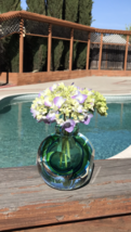 Vintage Murano Sommerso Style Faceted Blue-Green-Clear Art Glass Bud Vase - $85.00