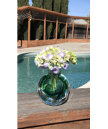 Vintage Murano Sommerso Style Faceted Blue-Green-Clear Art Glass Bud Vase - $115.45 CAD