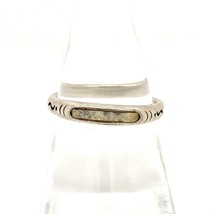 Vtg Sterling Signed Carolyn Pollack Inlay Chip Quartz Crystal Ring Band sz 8 1/4 - £30.86 GBP