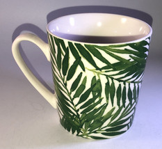 Palm Frond Hawaii Green/White 18oz Oversized Giant 4”H x 4”W Coffee Tea Mug Cup - £15.59 GBP
