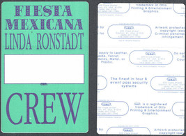 Linda Ronstadt OTTO Cloth Crew Backstage Pass from the 1992 Fiesta Mexicana Tour - £2.38 GBP