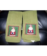 Holiday Time Set of 2 Green Santa Claus Kitchen Dish Towels NWOT - €10,97 EUR
