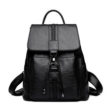 Retro Designer Backpa Women Leather Backpa Female School Bags For Teenager Girls - £39.98 GBP
