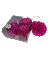 Pink Pom Poms Ornament Hanging Bright Fluffy Soft 4 Christmas Funky Craf... - €12,78 EUR