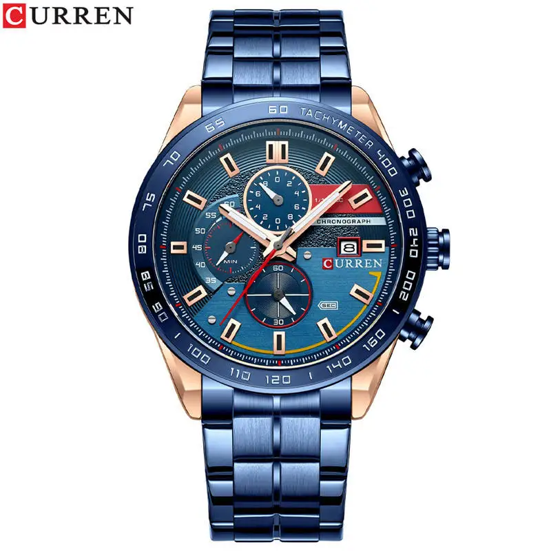 CURREN 8410 Watches Men Fashion Sports Quartz Wristwatches Male Stainles... - £132.64 GBP