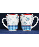 Sakura Debbie Mumm Snowflake Coffee Mugs Cups Winter Christmas StonewarL... - $22.76