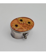 Vintage Mexican Alpaca Trinket Box Resin Sunflowers Lid Oval Keepsake Je... - $29.69