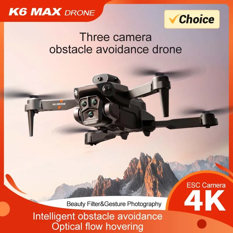 KBDFA 2023 New K6 Max RC Drone Three Camera 4K Professional Four Way Obstac - £35.51 GBP+