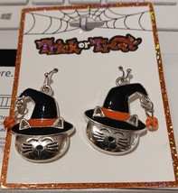 New Trick or Treat Fashion Witch Cat Earrings  New With Tags. - £6.65 GBP