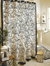 Veratex Camille Dogwood Flower 5P Bath Set Black Off White Fabric Curtain - £53.05 GBP