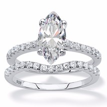 Wedding Engagement Ring Set Marquis Cut Platinum Size 6 7 8 9 10 - £120.63 GBP