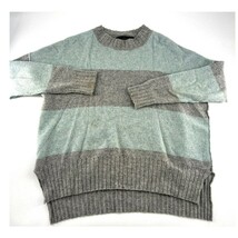 360 Cashmere Sweater Womens Medium Gray Blue Stripe Pullover Lightweight... - $38.62