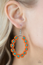 Paparazzi Festively Flower Child Orange Earrings - New - £3.51 GBP