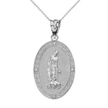 Sterling Silver St. Saint Lazarus Engravable Medallion Pendant Necklace S L Oval - £26.81 GBP+