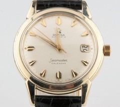 Vintage Omega Ω Men&#39;s Seamaster Calendar Automatic 14k Gold Filled Watch w/ Date - £1,401.32 GBP