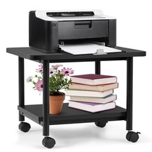 Black Multipurpose 2-Tiered Mobile Wheeled Printer Cart Stand - $2,569.65 MXN