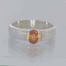 Fanta Orange Spessartite Garnet Oval 925 Ring Size 8.25 Solitaire Design 418 - £73.27 GBP