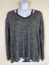 Gap Womens Size L Tall Gray Striped Knit Tunic Long Sleeve V Neck - £8.72 GBP