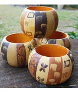 Set of 6 Wooden Hand Painted Napkin Rings Shades of Brown  2&quot; - $14.85