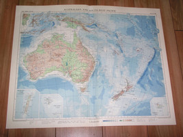 1958 Vintage Map Of Australia / New Zealand Oc EAN Ia Pacific Scale 1:15,000,000 - $28.31