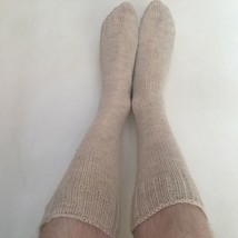 Alpaca Socks - Soft Warm Hand Knit Fair Trade Unisex White Alpaca Knee Socks - £35.54 GBP
