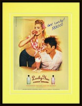 2001 Lucky Brand Fragrance Cleavage Girl Framed 11x14 ORIGINAL Advertise... - £27.53 GBP