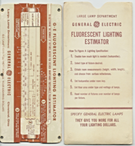 Vintage GE Fluorescent Lighting Estimator Graphic Pull Out Calculator 1956 - $69.70