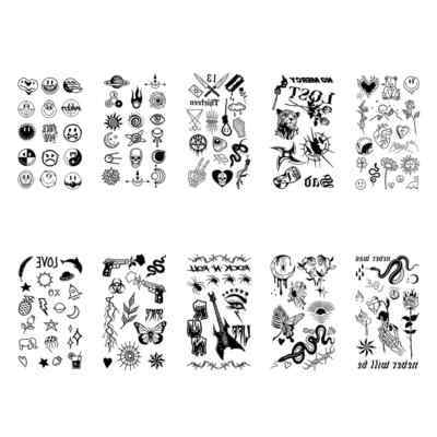 10pcs Temporary Fake Tattoo Wrist Stickers Sun Moon Skull Planet Love Em... - $18.99